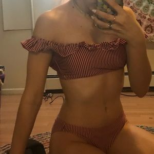 pink and black bikini